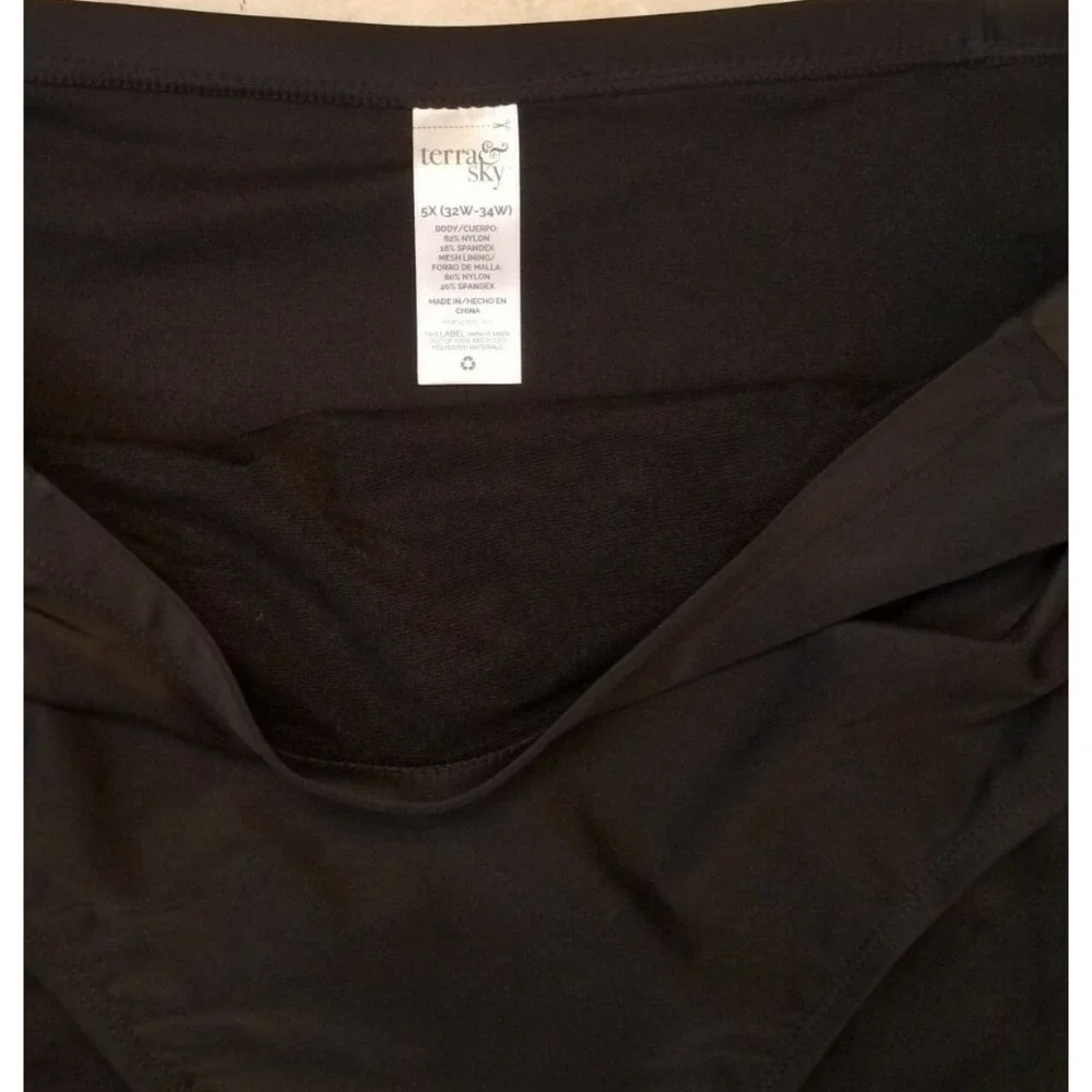 Terra & Sky Black High-Waist Swimsuit Bottom Tummy‎ Control Plus 5X (32W-34W)